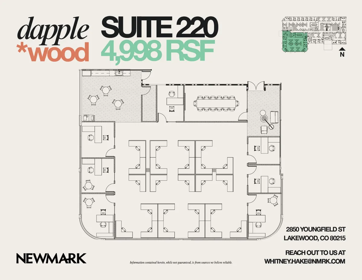 Floor plan preview for spec Suite 220 on floor 2 at dapple*wood